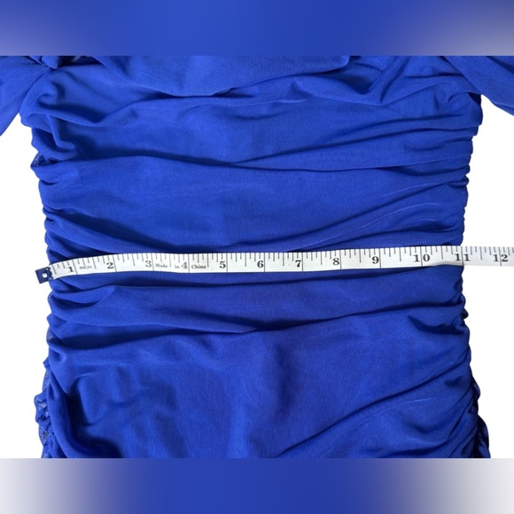 Emprada Kat Royal Blue Mesh Off Shoulder Dress size small - Picture 16 of 17